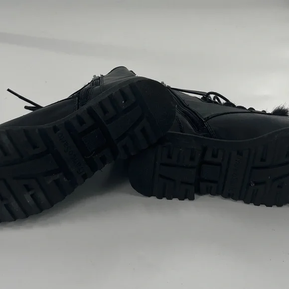 Franco Sarto Canon Combat Leather Boot with Faux Fur Tongue - Size 6 - Picture 5 of 8